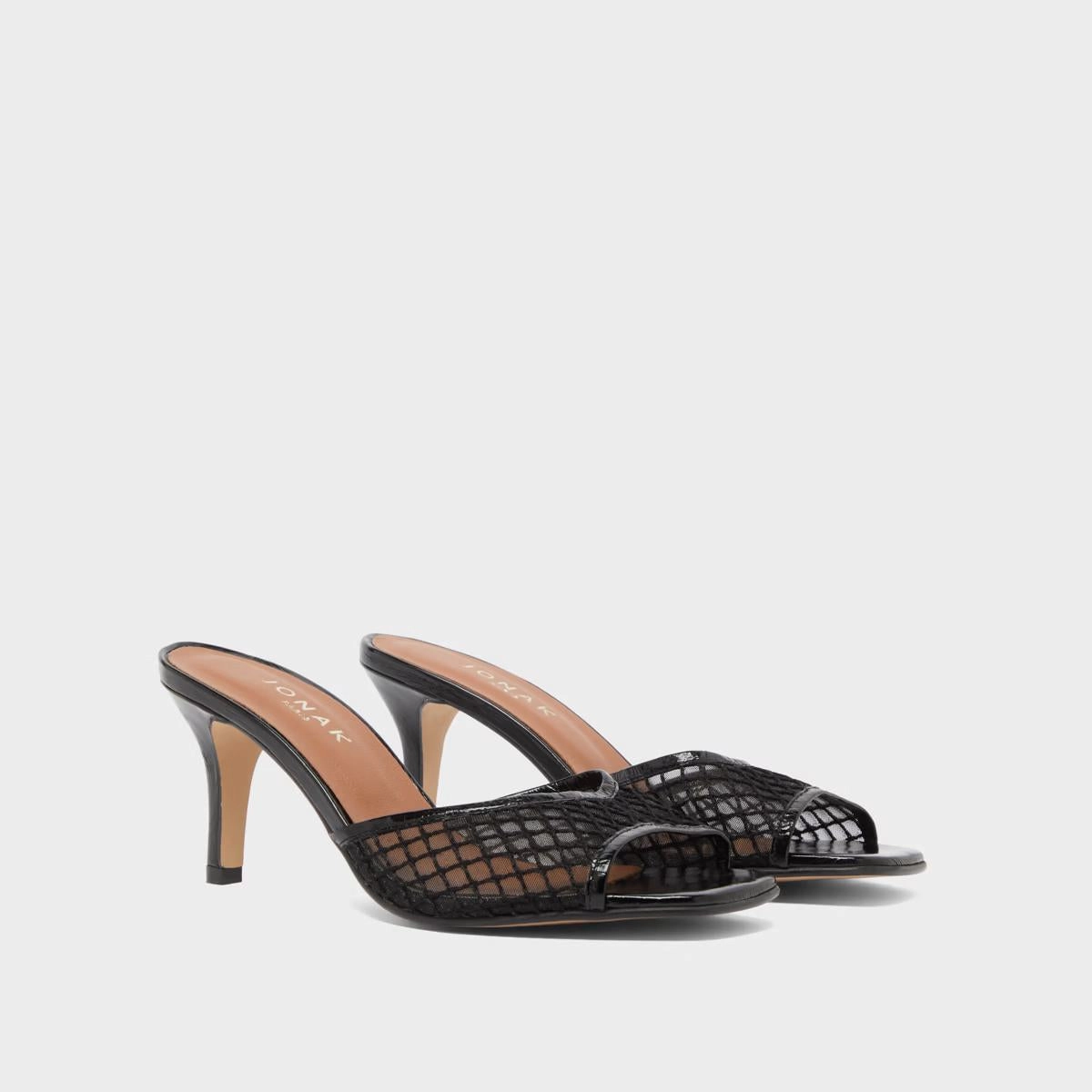 088-mesh Voile Cuir Brillant/ Noir-noir Stylish Footwear