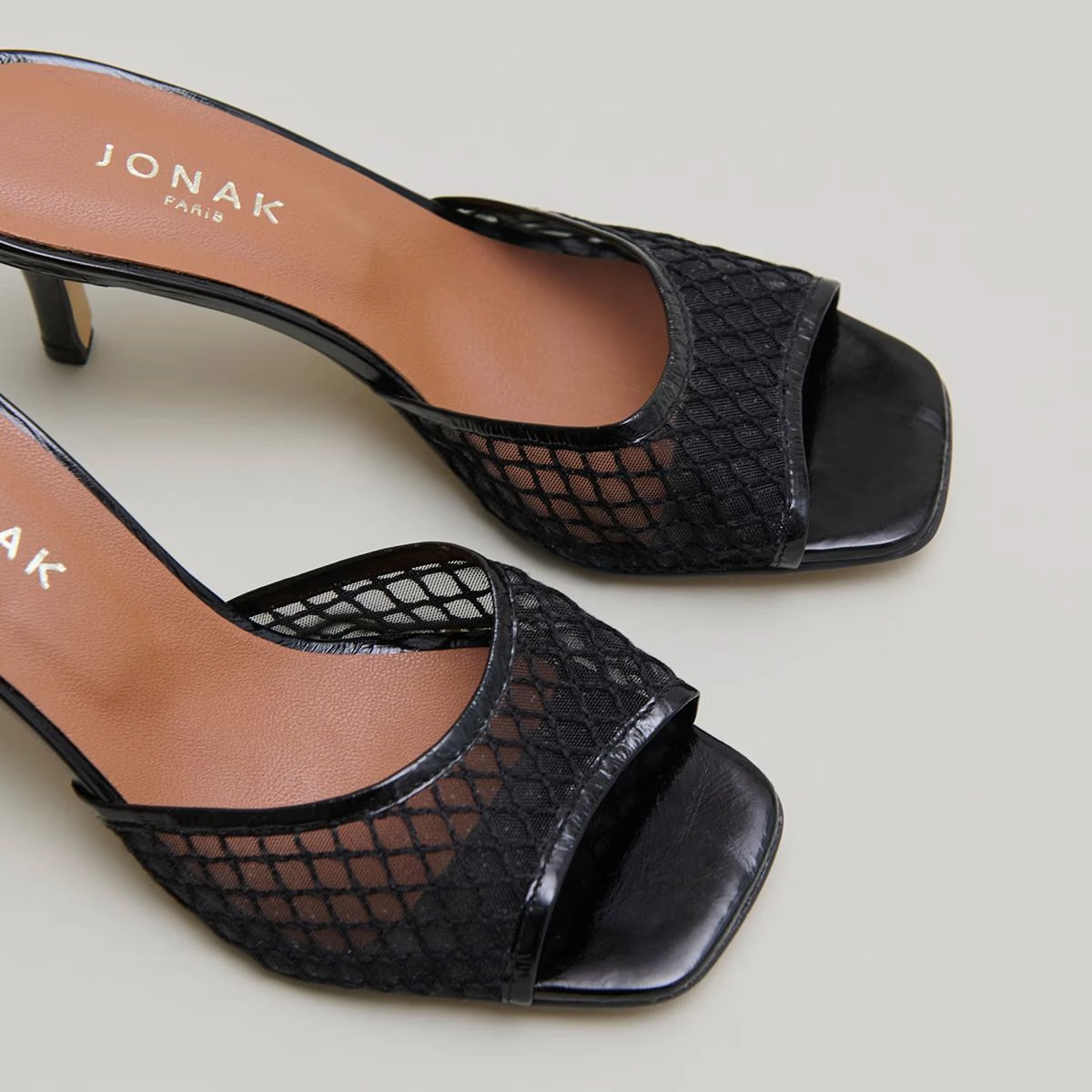 088-mesh Voile Cuir Brillant/ Noir-noir Stylish Footwear