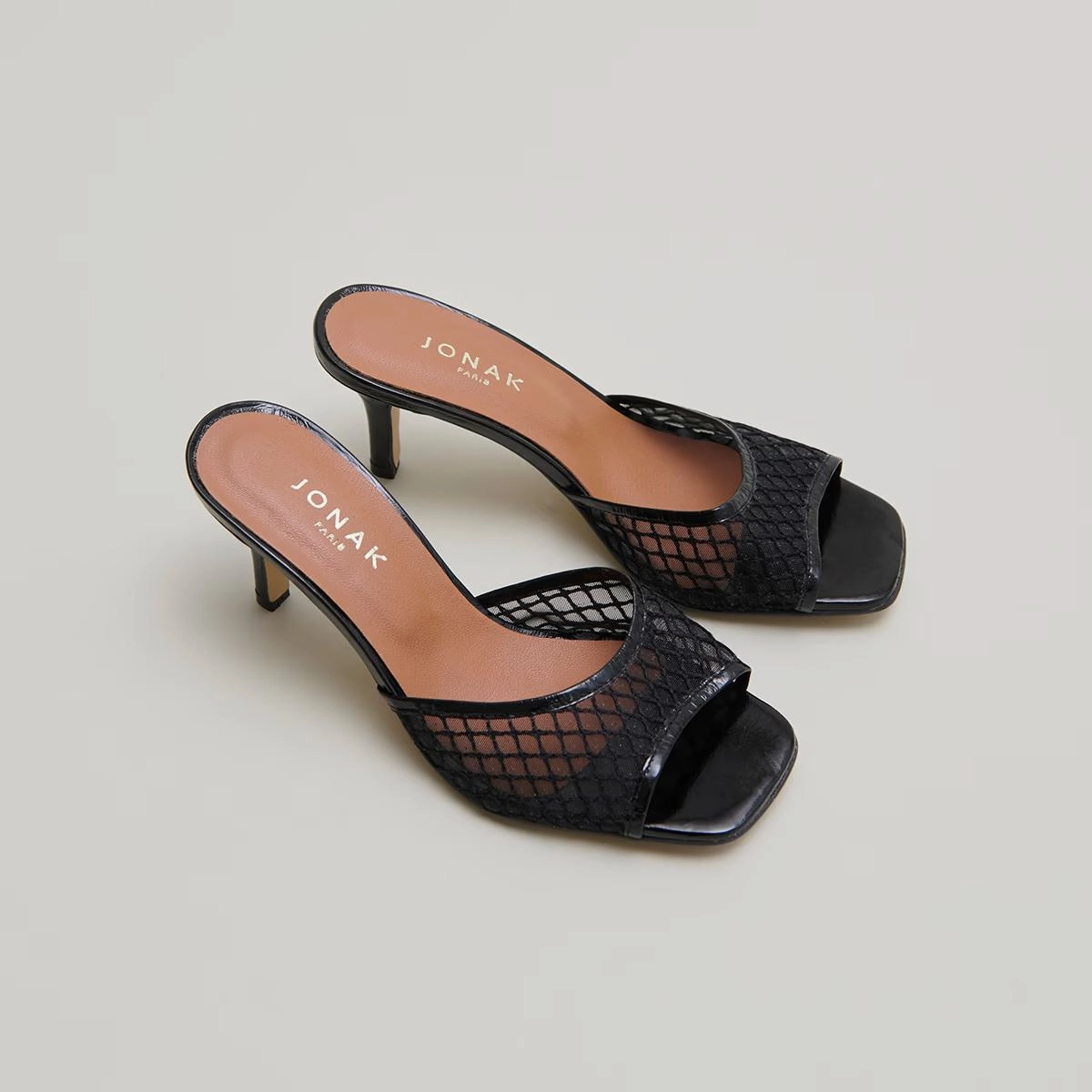 088-mesh Voile Cuir Brillant/ Noir-noir Jonak women's stylish shoes with modern design