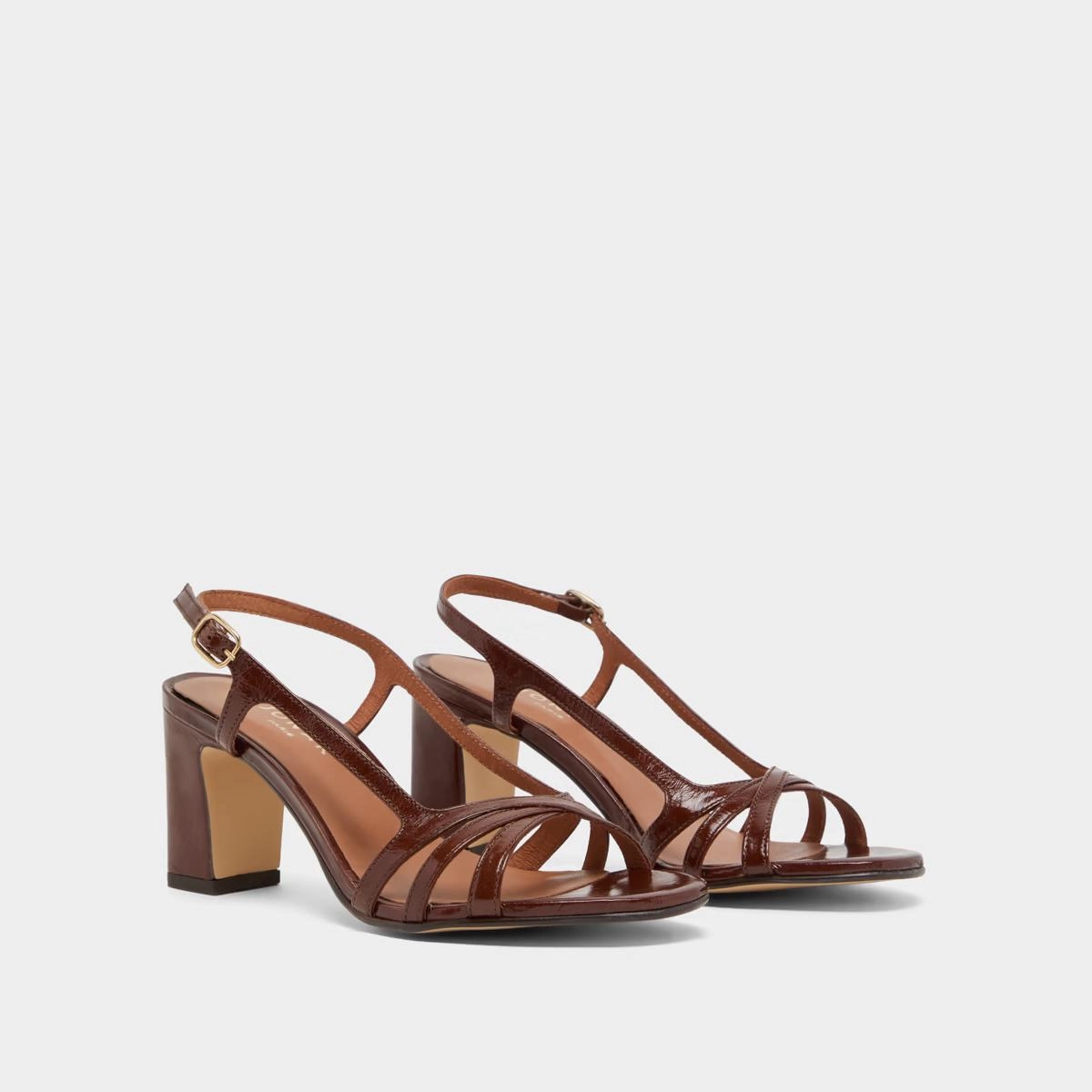 088- Vaiana Cuir Brillant Marron Stylish Footwear