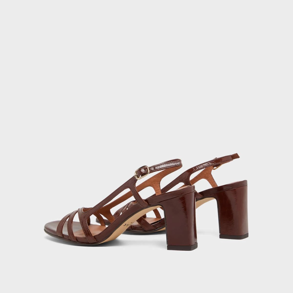 088- Vaiana Cuir Brillant Marron Stylish Footwear