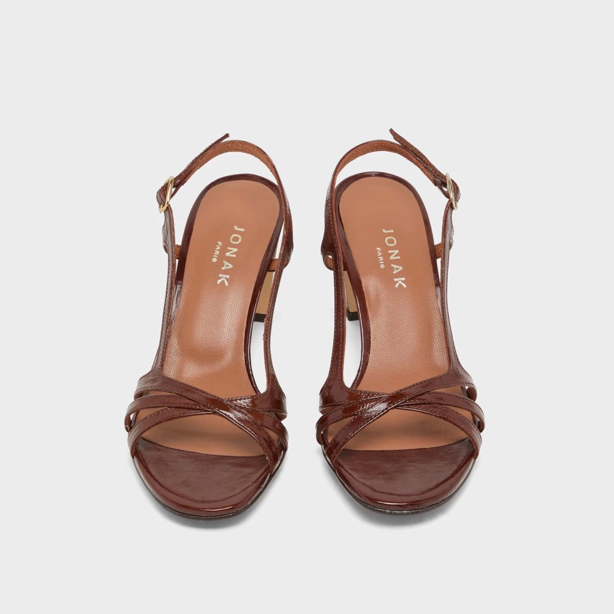 088- Vaiana Cuir Brillant Marron Stylish Footwear