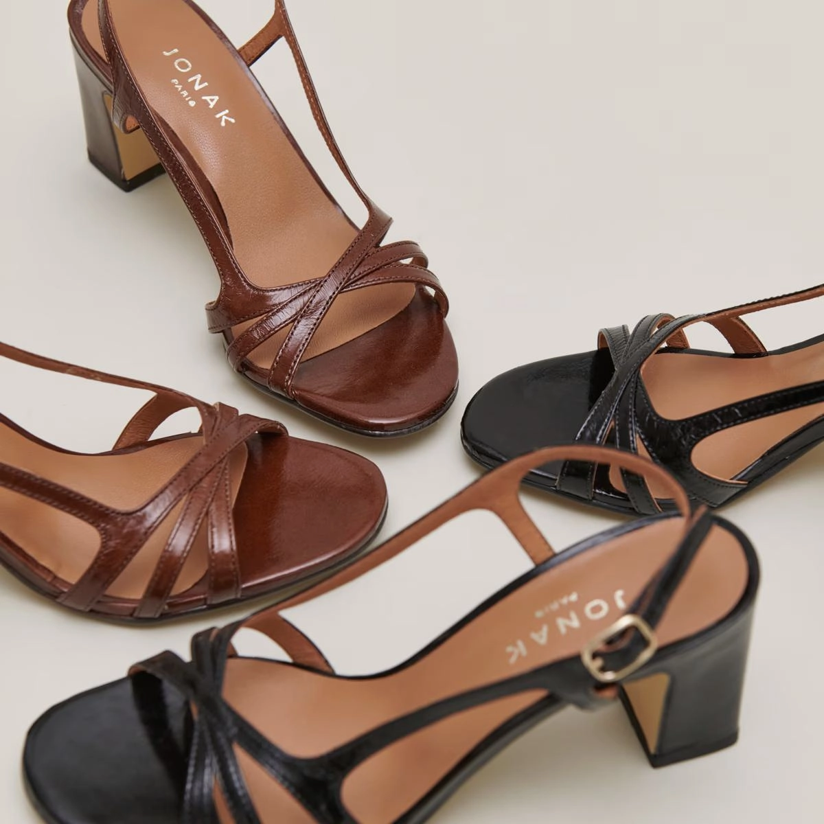 088- Vaiana Cuir Brillant Marron Stylish Footwear