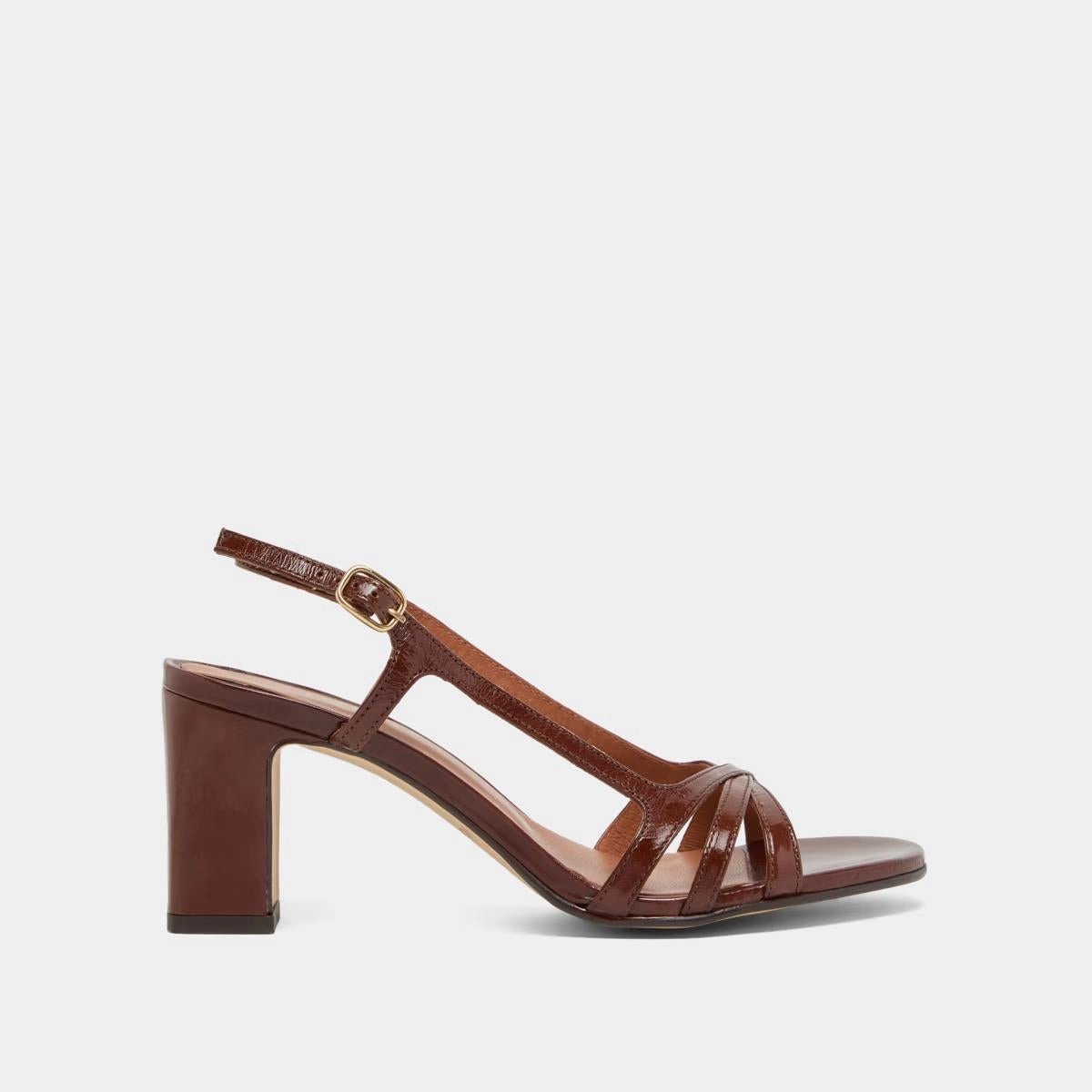088- Vaiana Cuir Brillant Marron Stylish Footwear