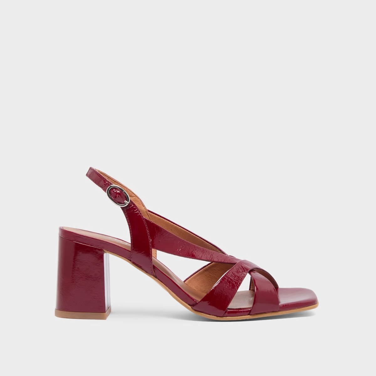 088- Vanity Cuir Brillant Rouge-Carmin Stylish Footwear