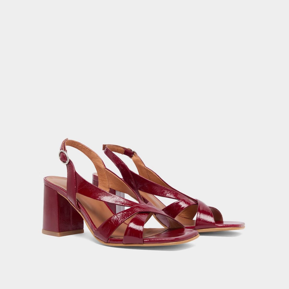 088- Vanity Cuir Brillant Rouge-Carmin Stylish Footwear
