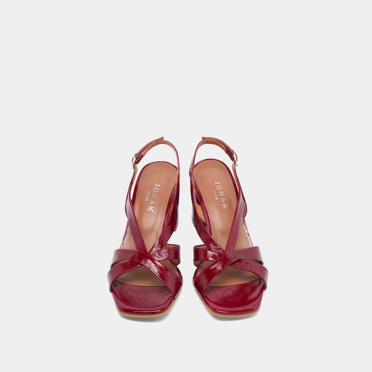 088- Vanity Cuir Brillant Rouge-Carmin Stylish Footwear