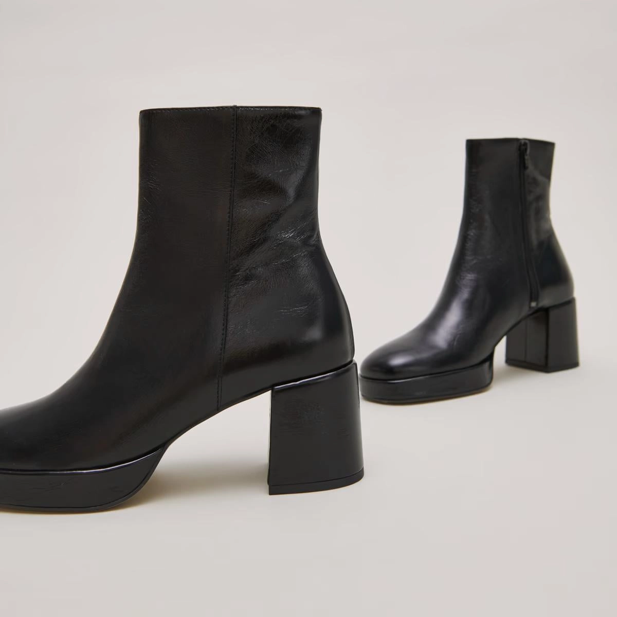 088- Vanves Cuir Vieilli Noir Stylish Footwear