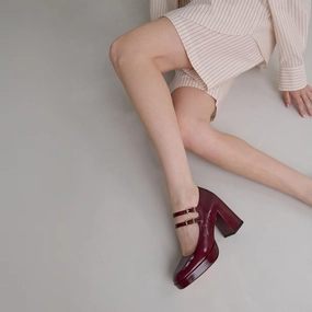 088- Verite Cuir Brillant Bordeaux Jonak women's stylish shoes with modern design