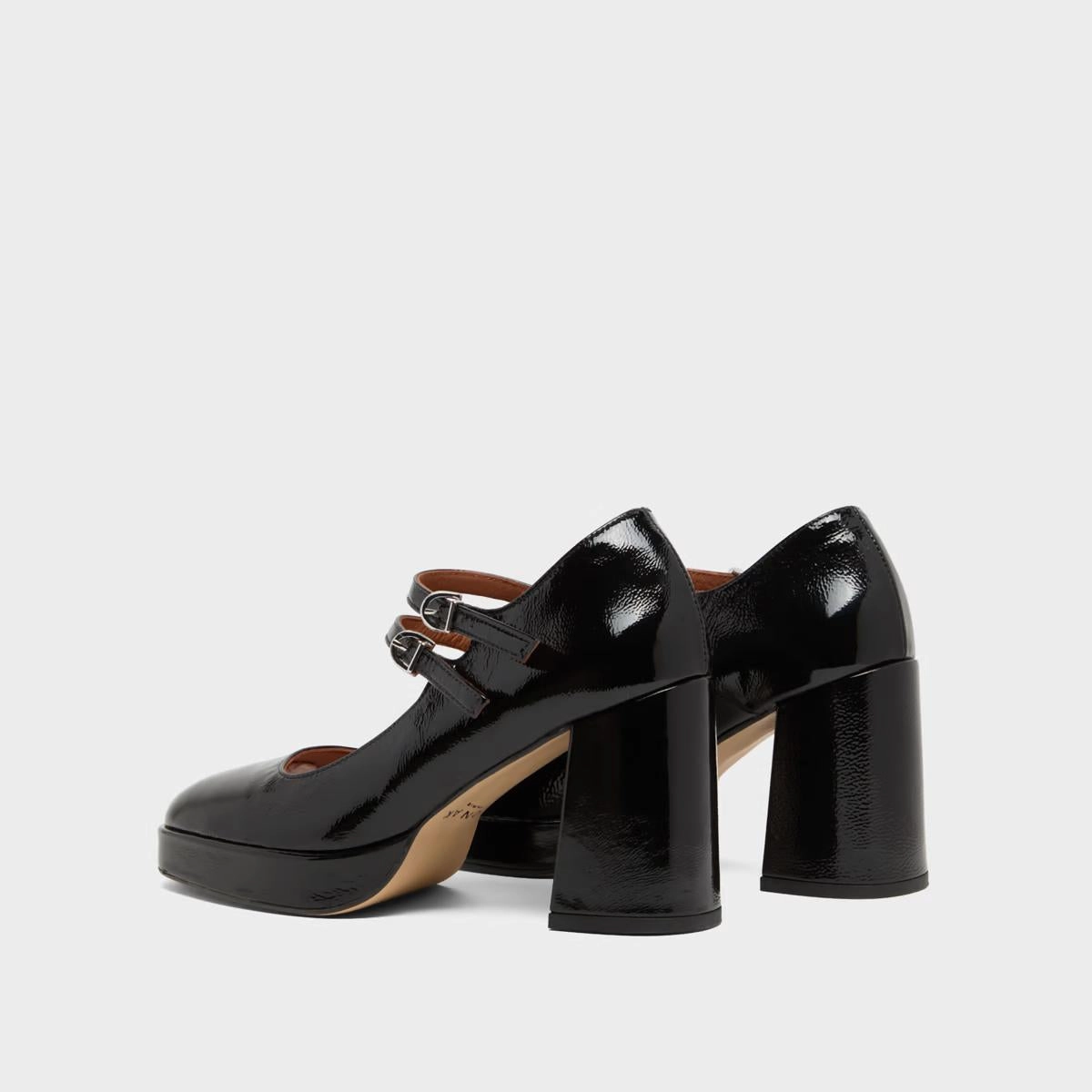 088- Verite Vernis Plisse Noir Stylish Footwear