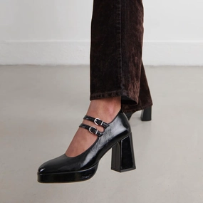 088- Verite Vernis Plisse Noir Jonak women's stylish shoes with modern design