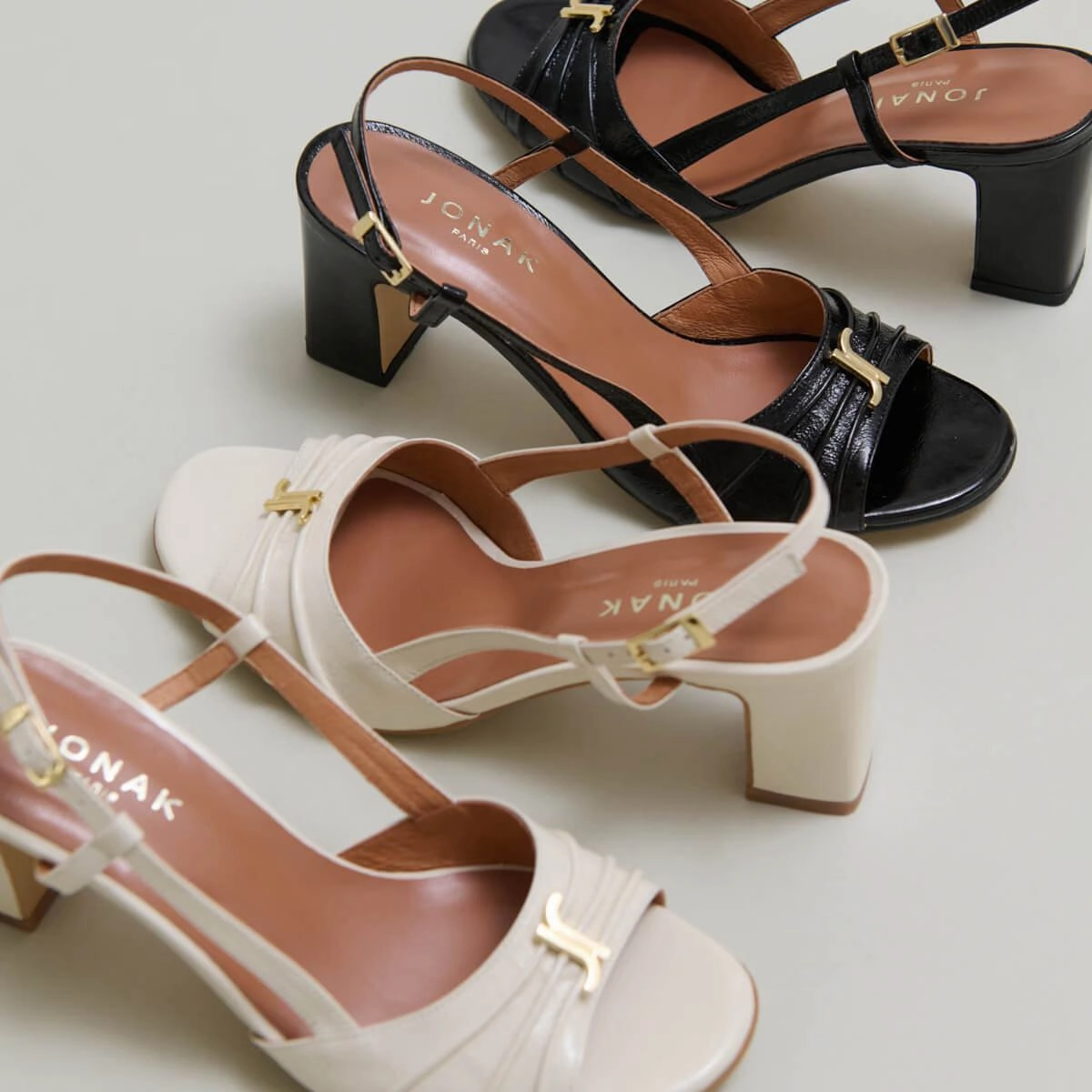 088- Victi Cuir Brillant Ecru Stylish Footwear