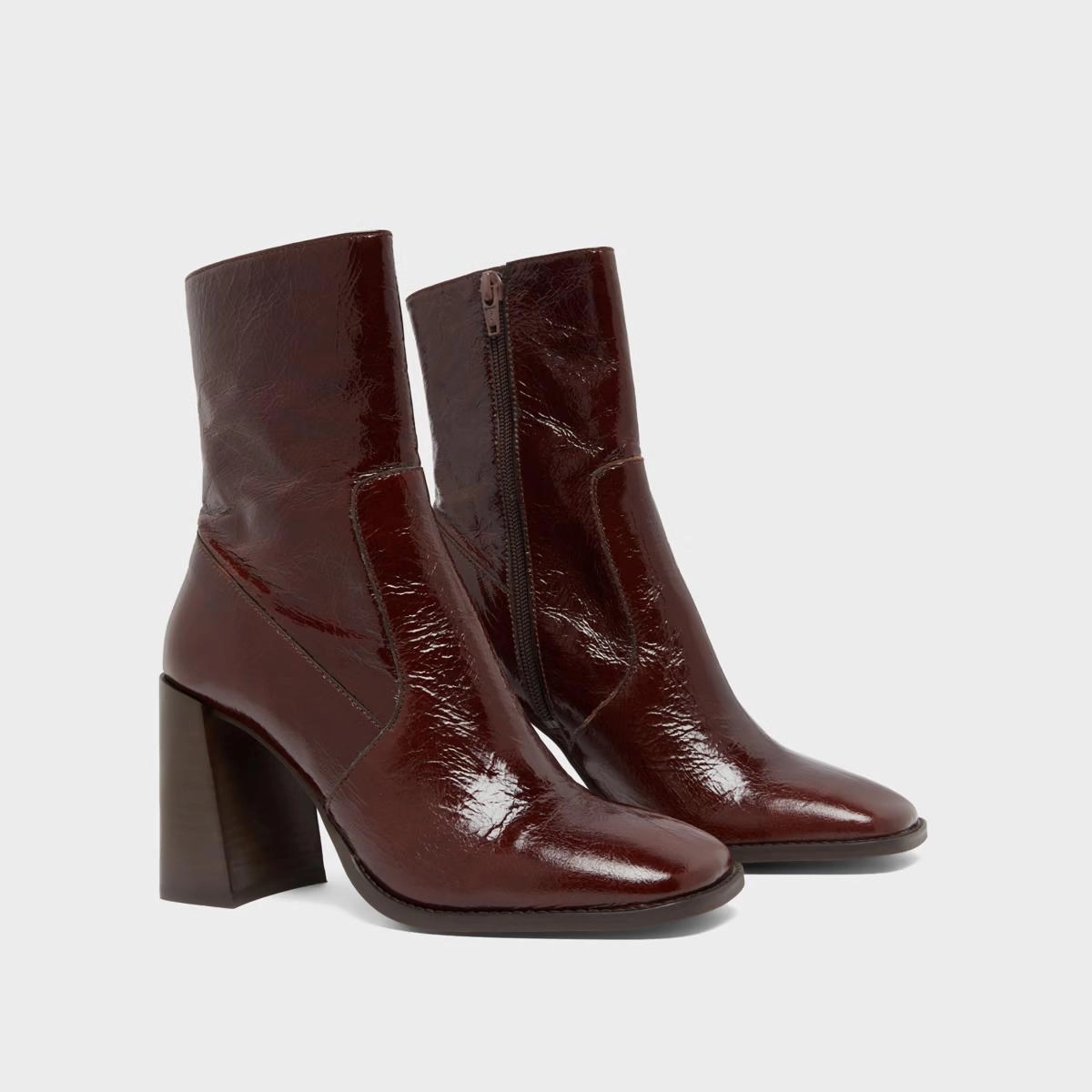 088- Vidal Cuir Brillant Chocolat Stylish Footwear