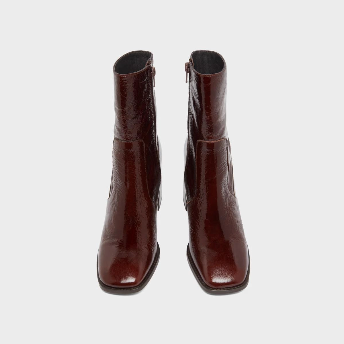 088- Vidal Cuir Brillant Chocolat Stylish Footwear