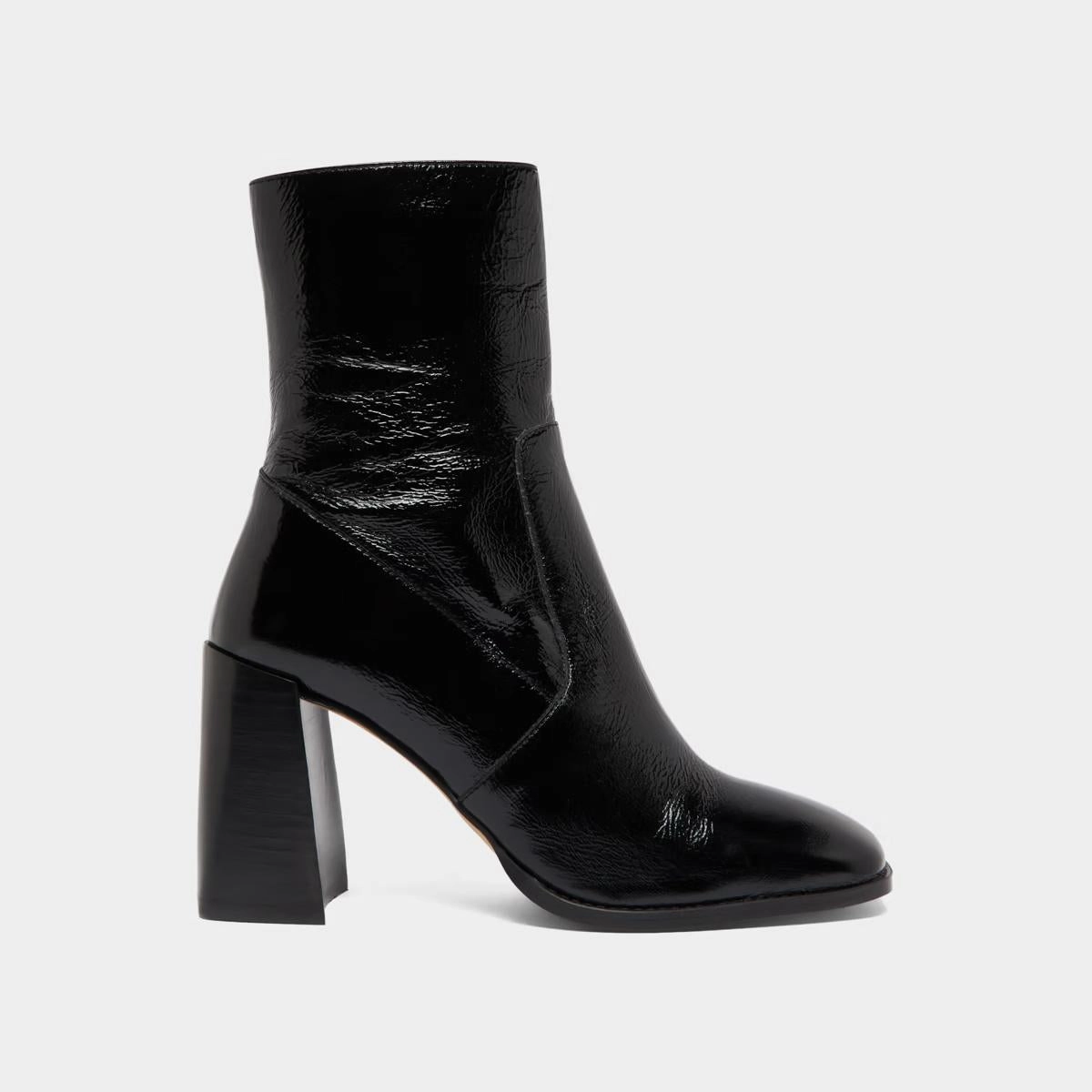 088- Vidal Cuir Brillant Noir Stylish Footwear