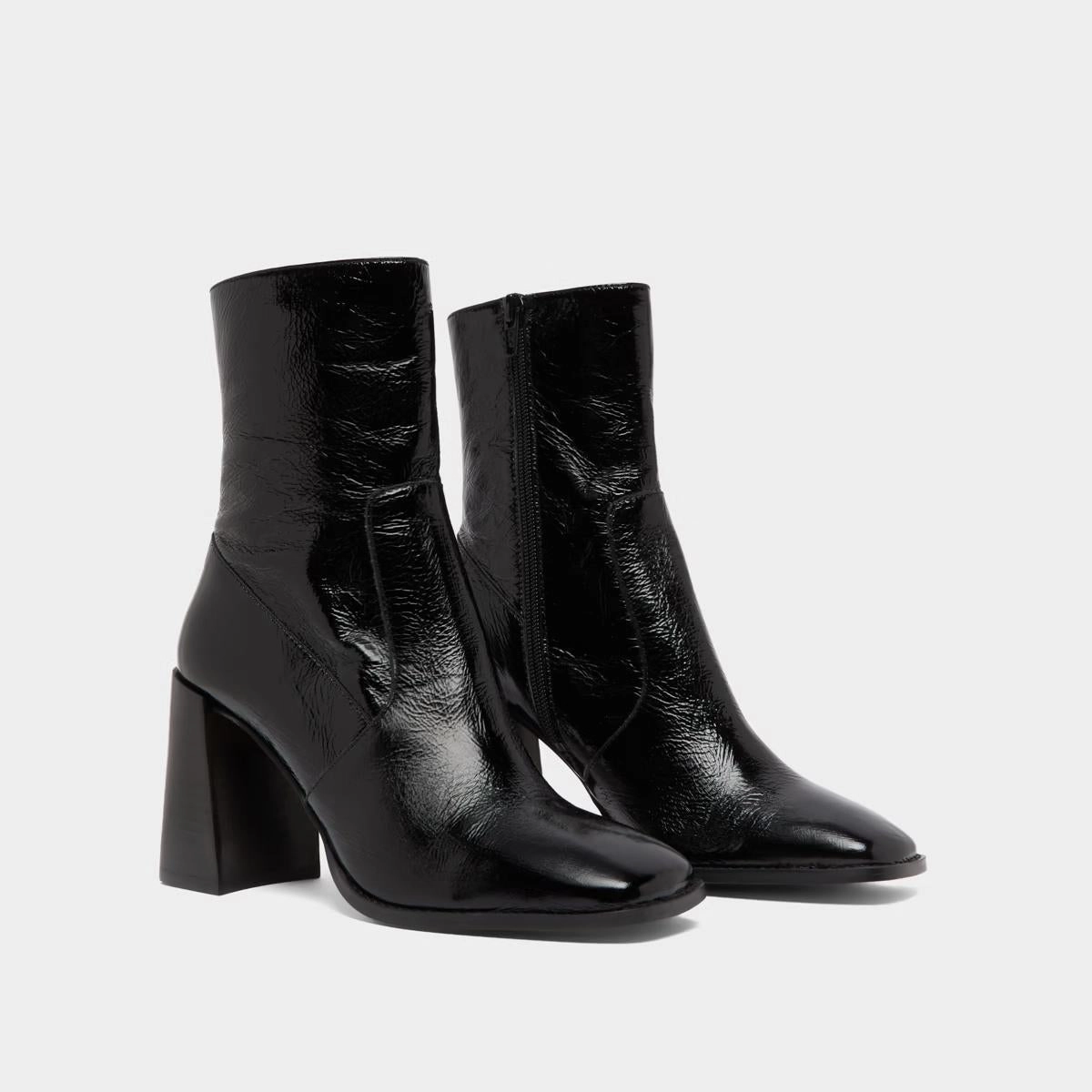 088- Vidal Cuir Brillant Noir Stylish Footwear