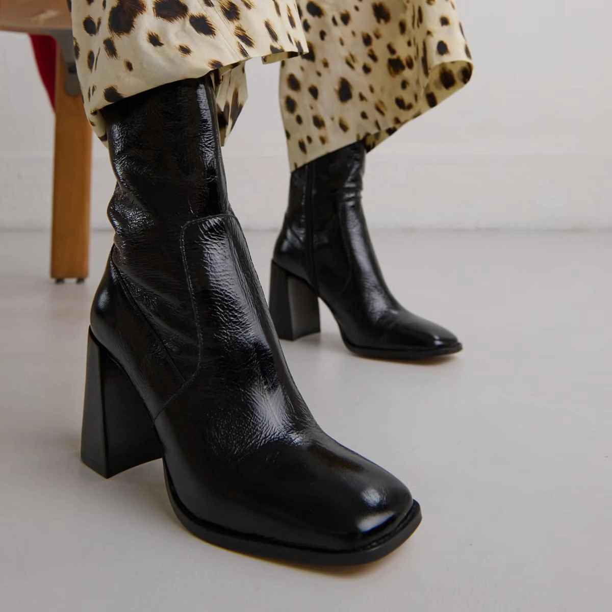 088- Vidal Cuir Brillant Noir Stylish Footwear