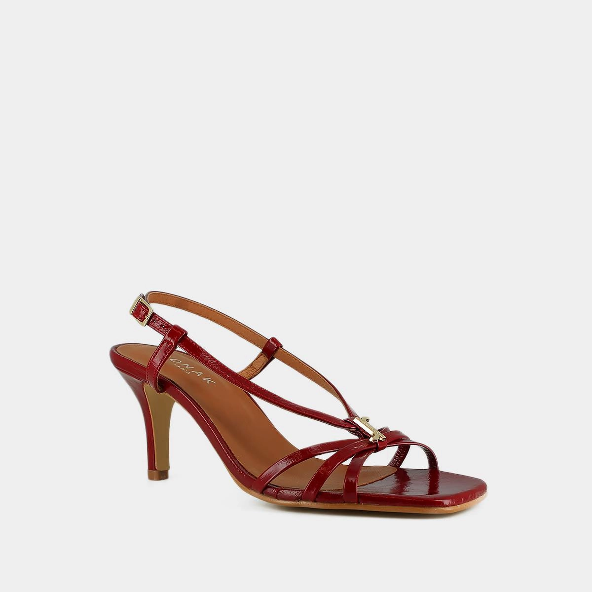088- Voma Cuir Brillant Rouge-Carmin Stylish Footwear