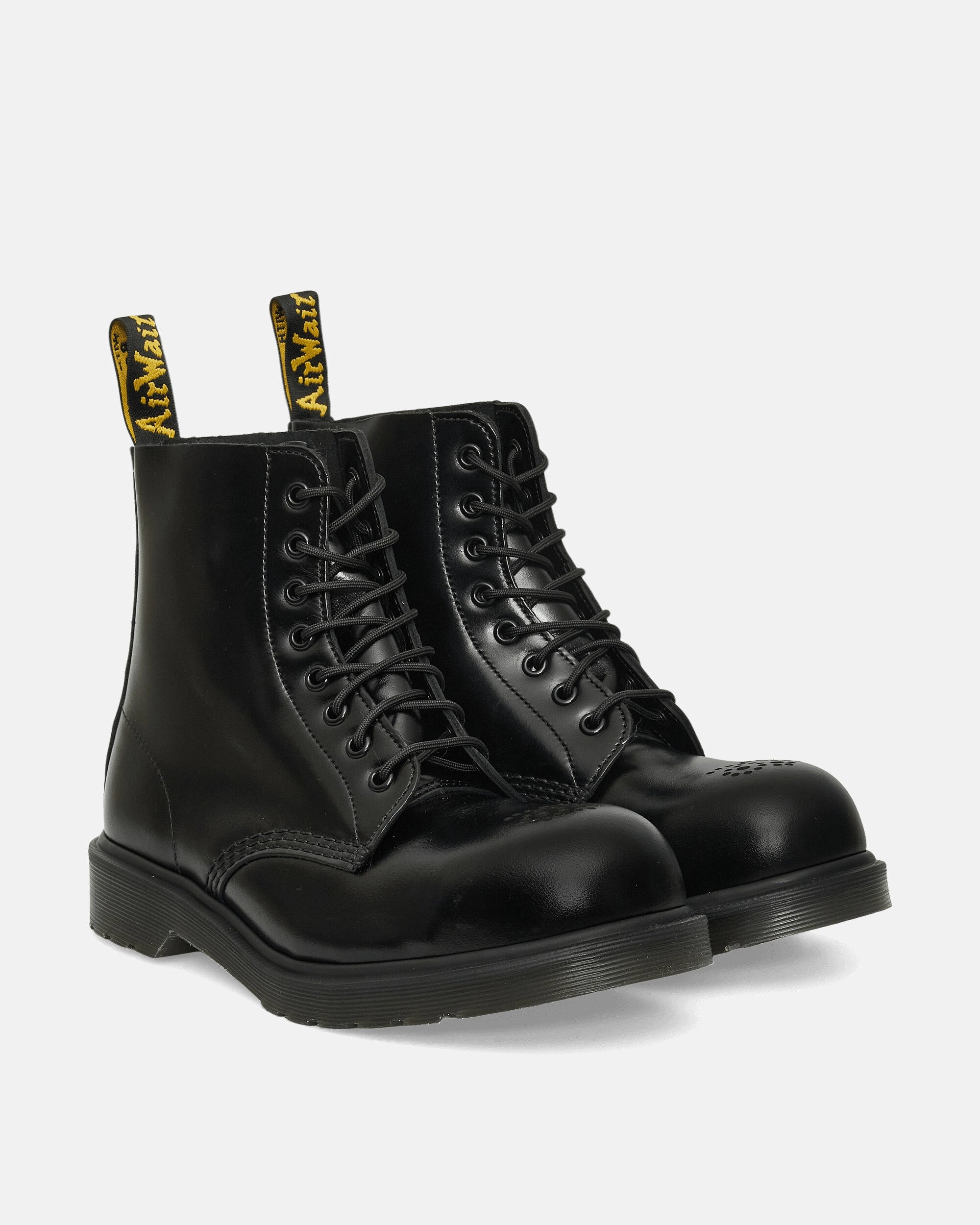 1460 Analine Leather Steel Toe Boots Black Smooth Leather Boots