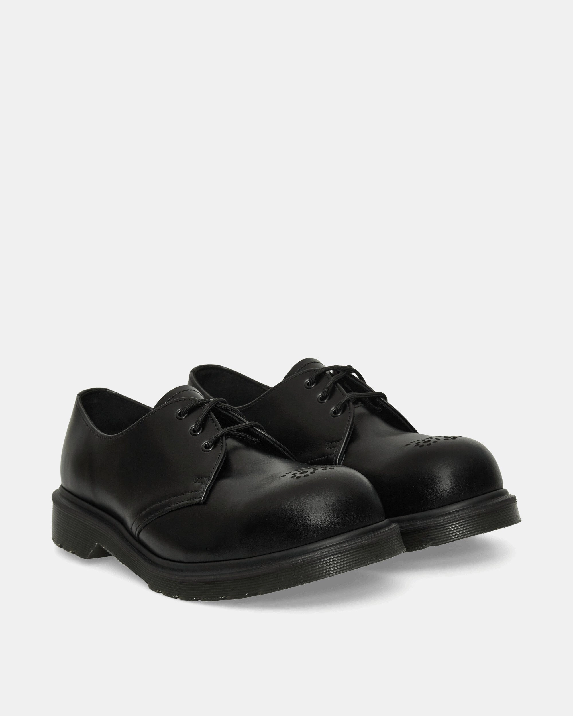 1461 Analine Leather Steel Toe Shoes Black Smooth Leather Boots