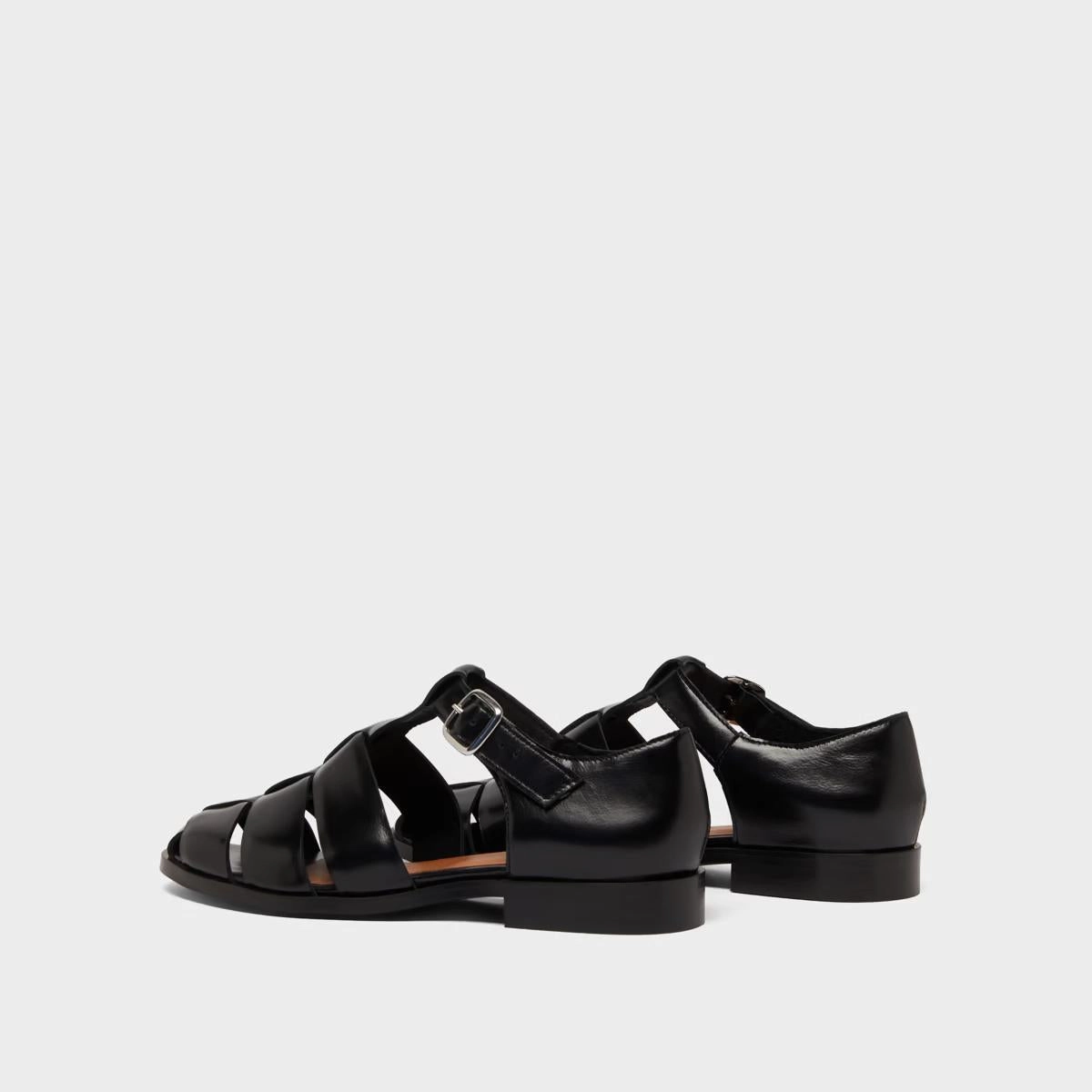 225- Agosta Cuir Noir Stylish Footwear