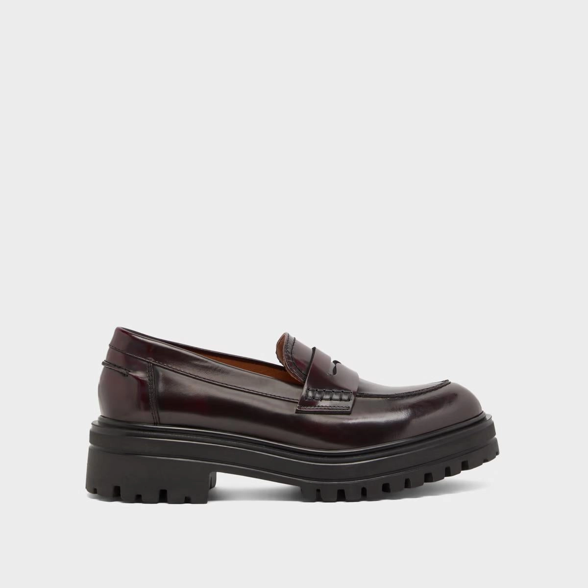 225- Alfi Cuir Glace Bordeaux Stylish Footwear