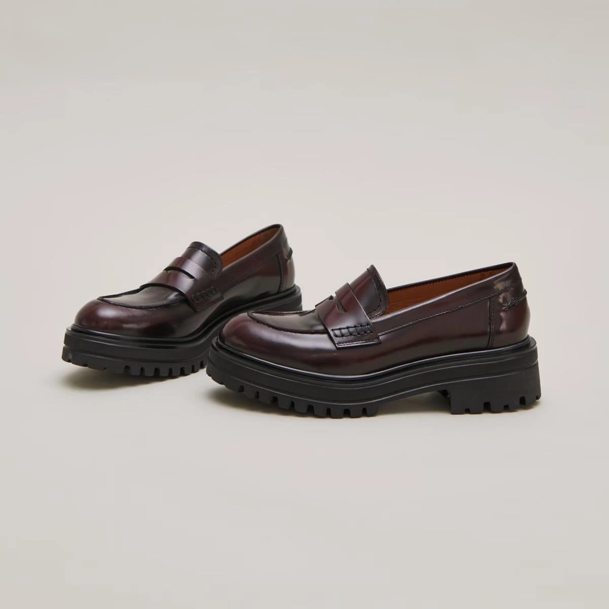 225- Alfi Cuir Glace Bordeaux Stylish Footwear