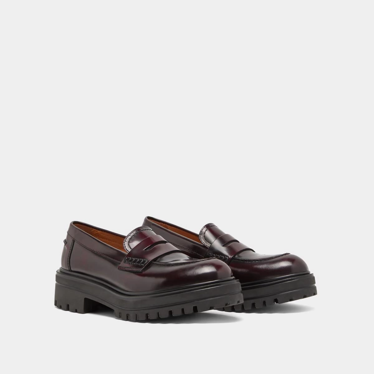 225- Alfi Cuir Glace Bordeaux Stylish Footwear
