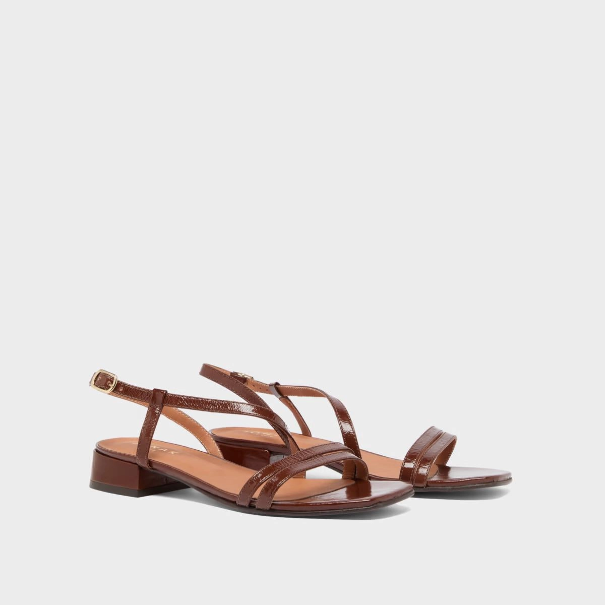 225- Anaya Cuir Brillant Marron Stylish Footwear
