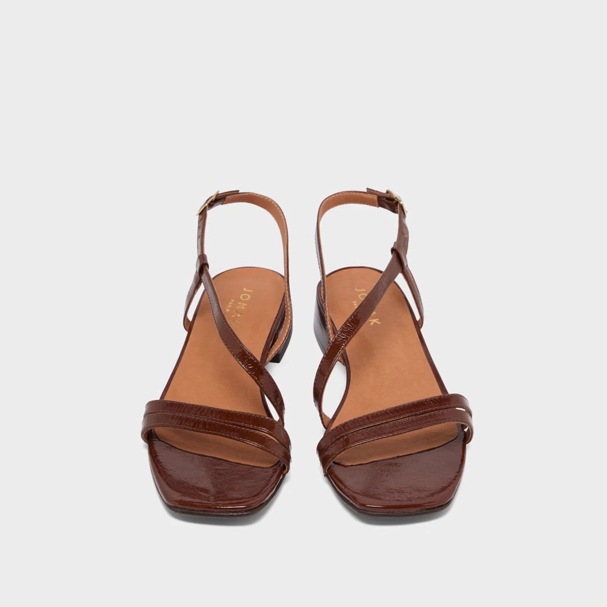 225- Anaya Cuir Brillant Marron Stylish Footwear