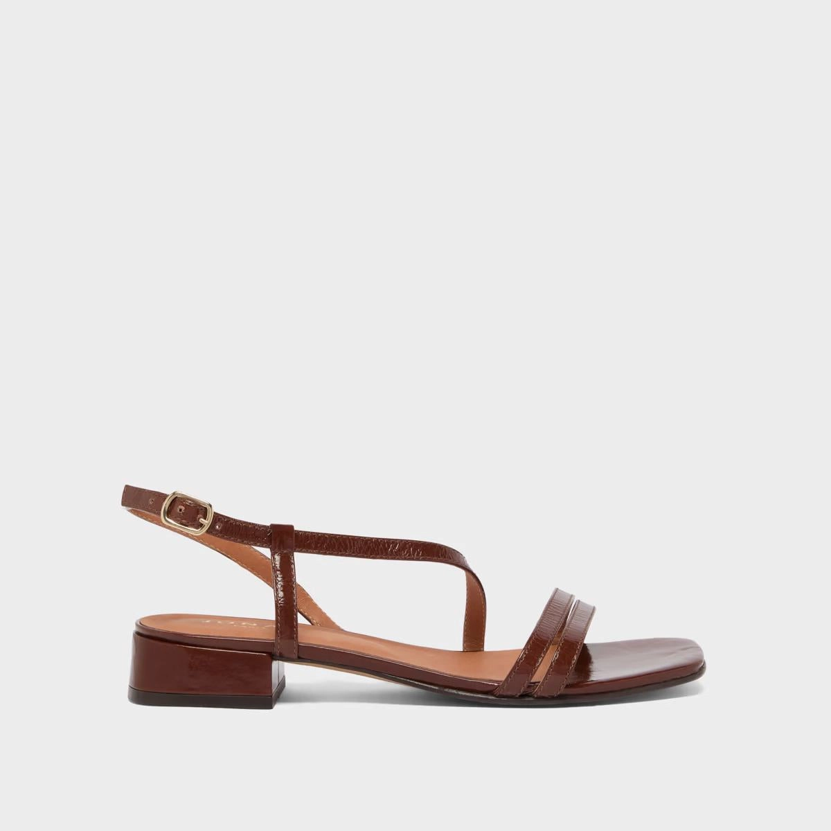 225- Anaya Cuir Brillant Marron Stylish Footwear