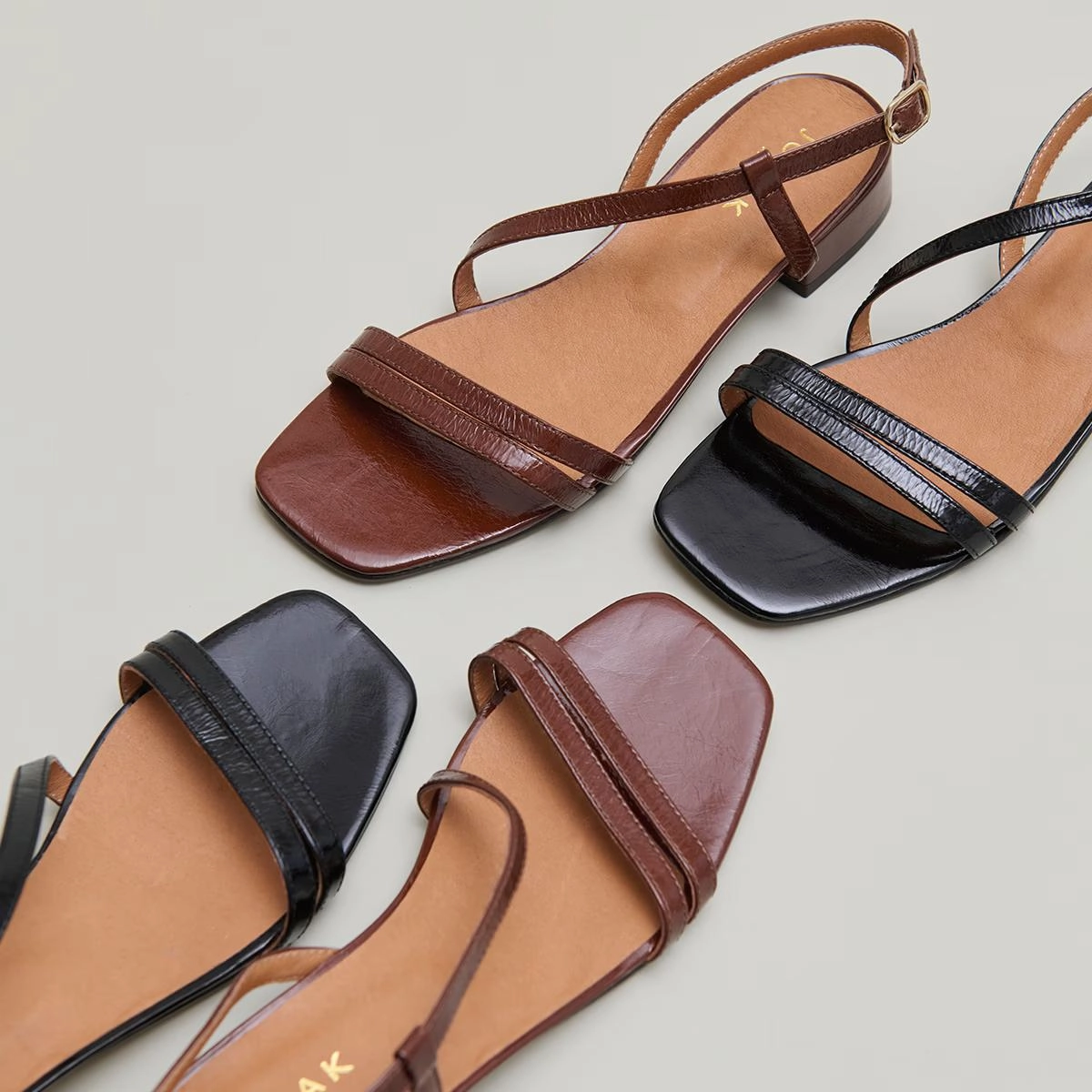 225- Anaya Cuir Brillant Marron Stylish Footwear