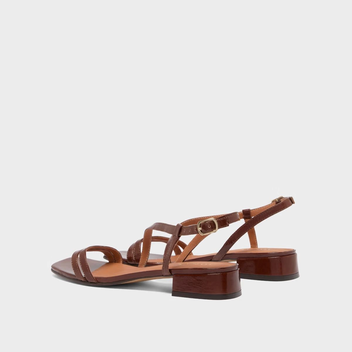225- Anaya Cuir Brillant Marron Stylish Footwear