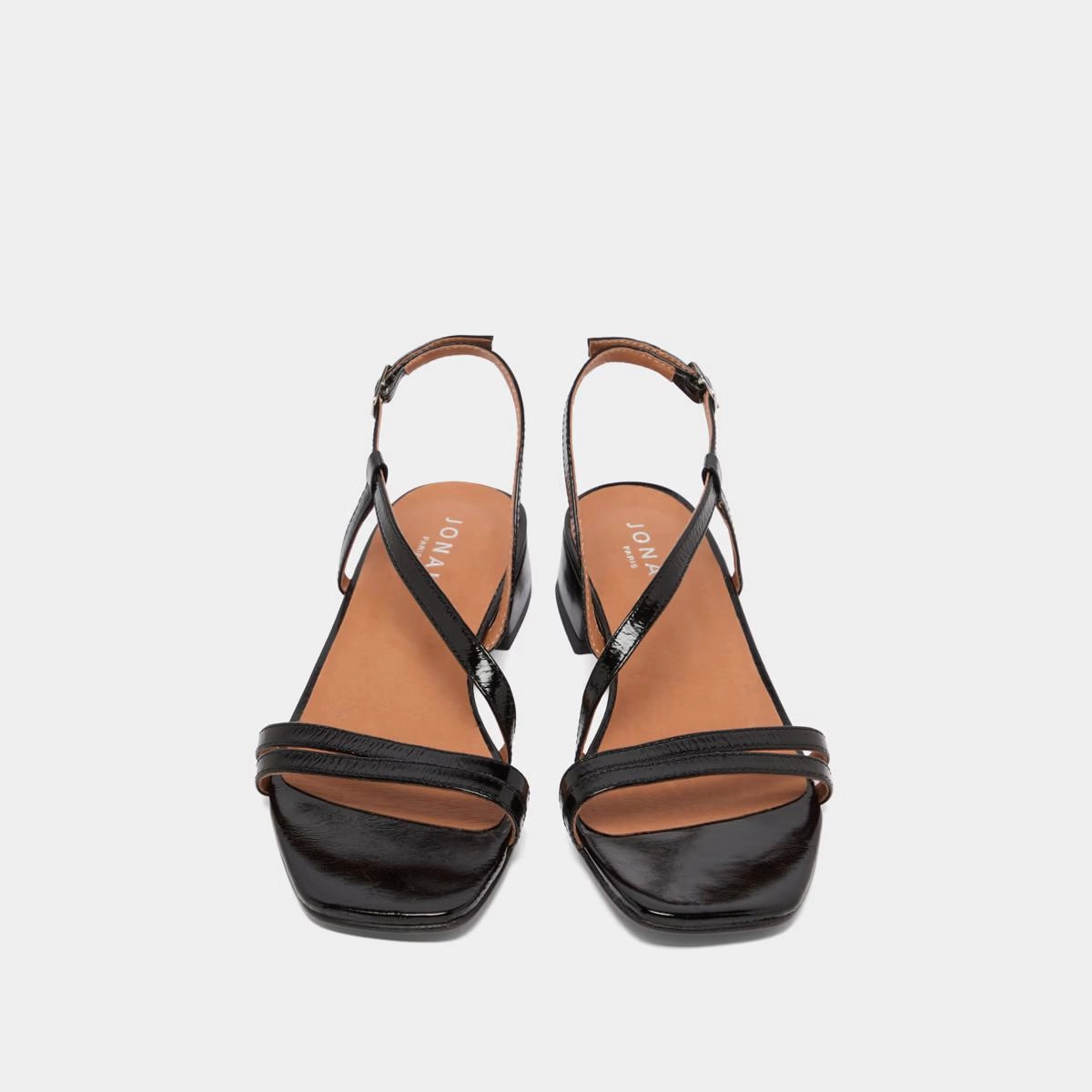 225- Anaya Cuir Brillant Noir Stylish Footwear