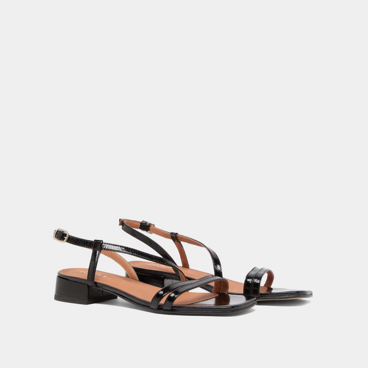 225- Anaya Cuir Brillant Noir Stylish Footwear