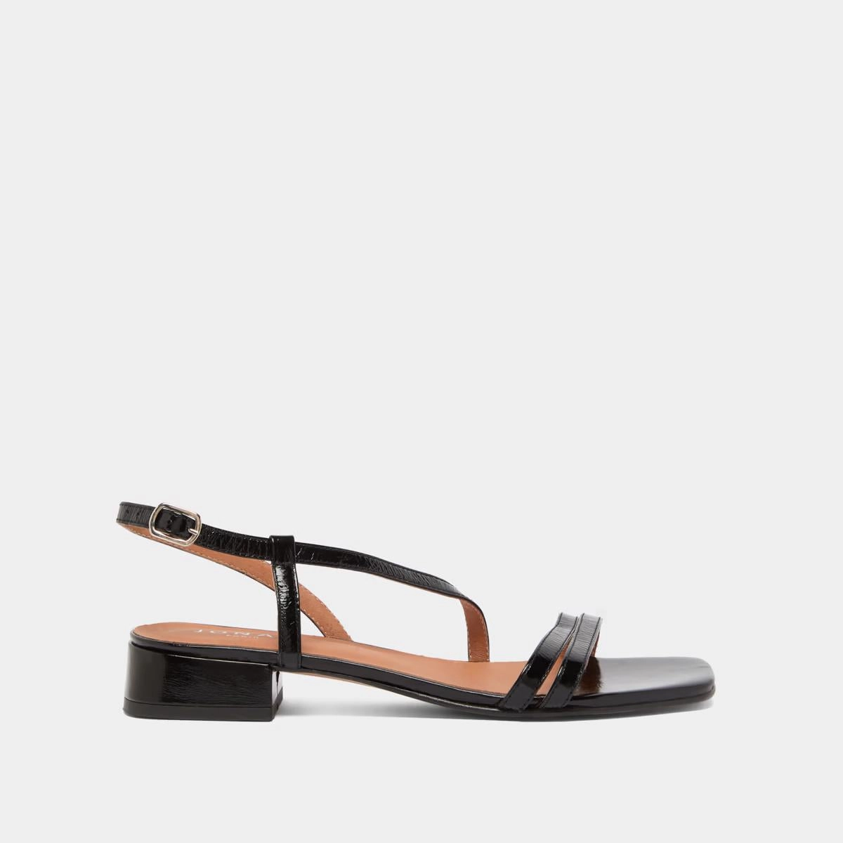 225- Anaya Cuir Brillant Noir Stylish Footwear