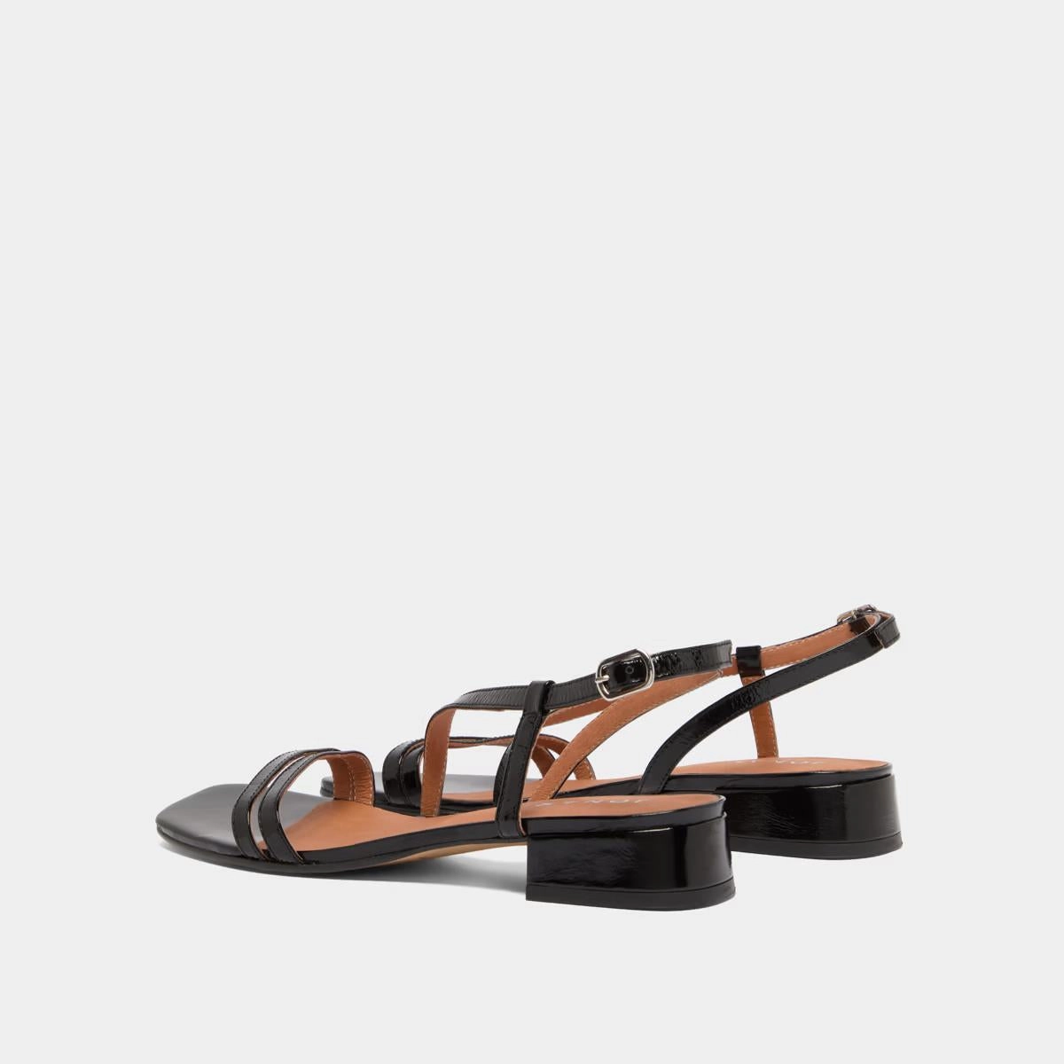 225- Anaya Cuir Brillant Noir Stylish Footwear