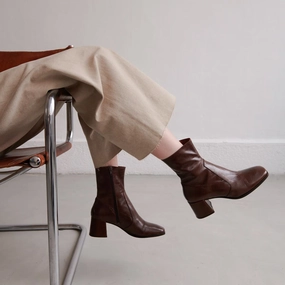 225-i Argentat Cuir Vieill Marron Jonak women's stylish shoes with modern design