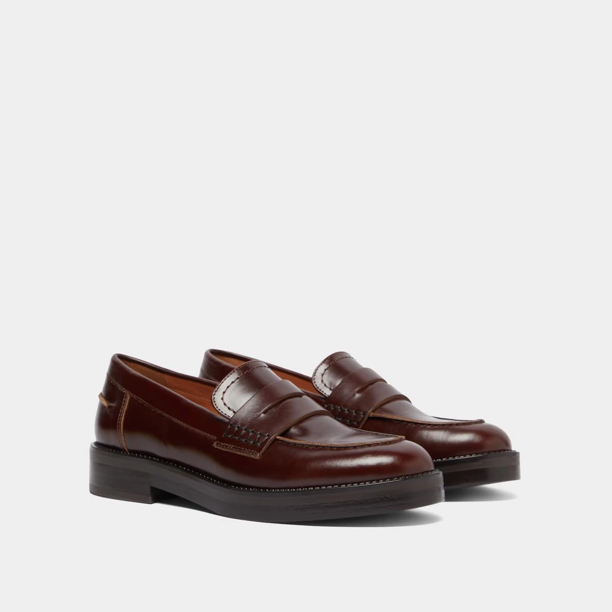 225- Mirna Cuir Souple Marron Stylish Footwear