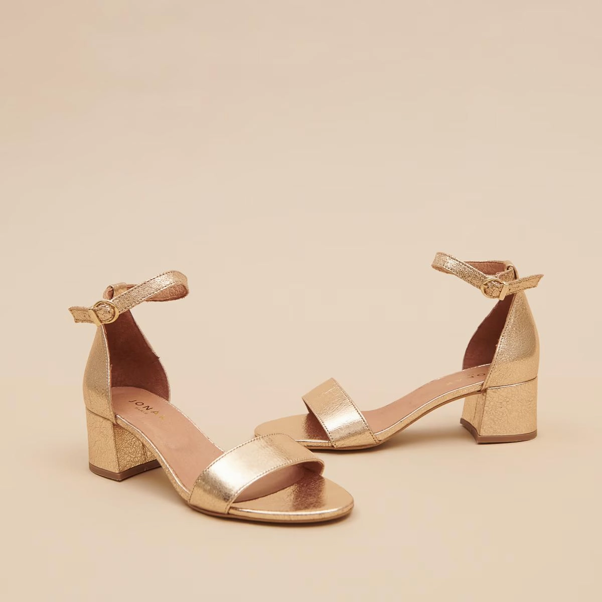225- Verdi Cuir Craquele Or Jonak women's stylish shoes with modern design