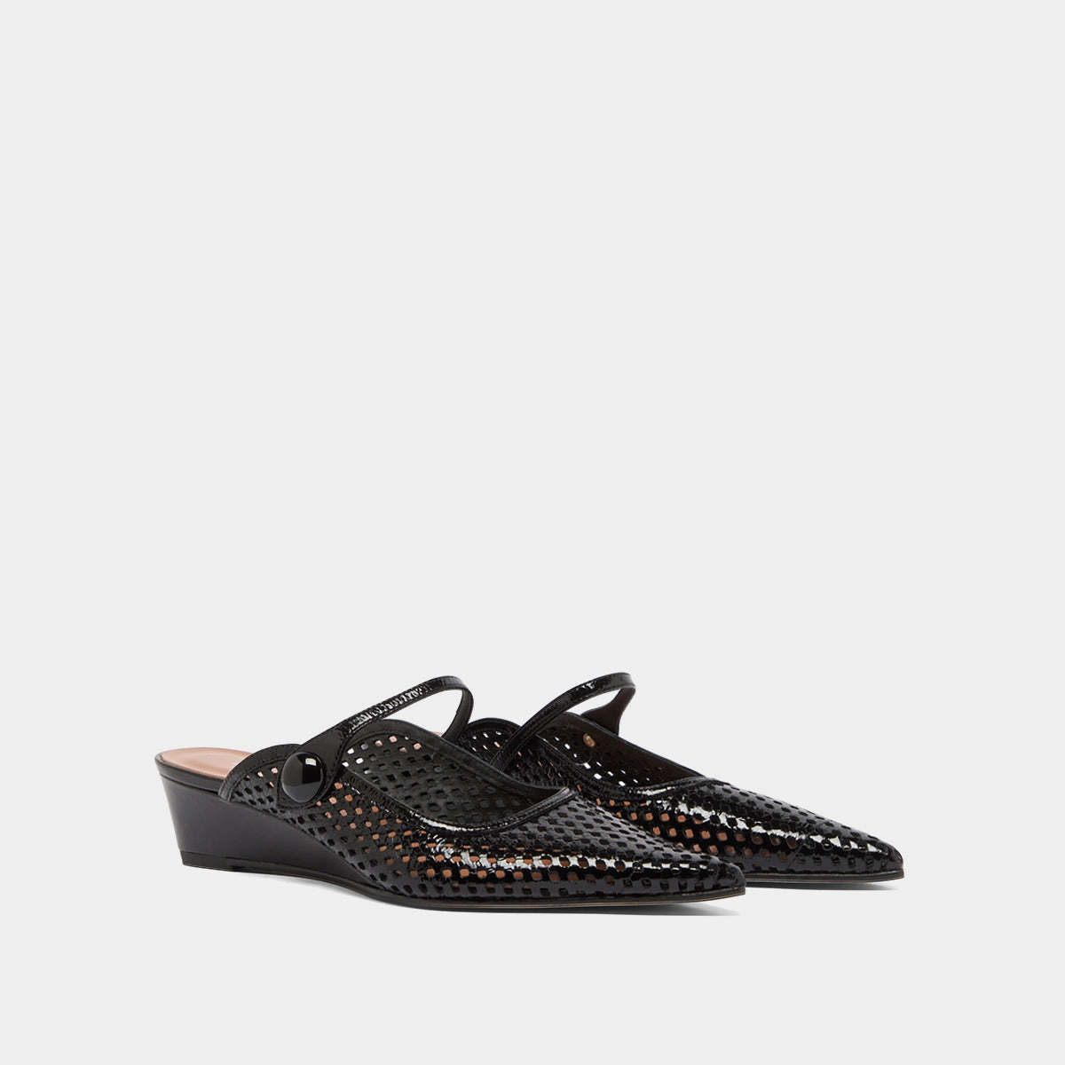 264- Decade Cuir Brillant Noir Stylish Footwear