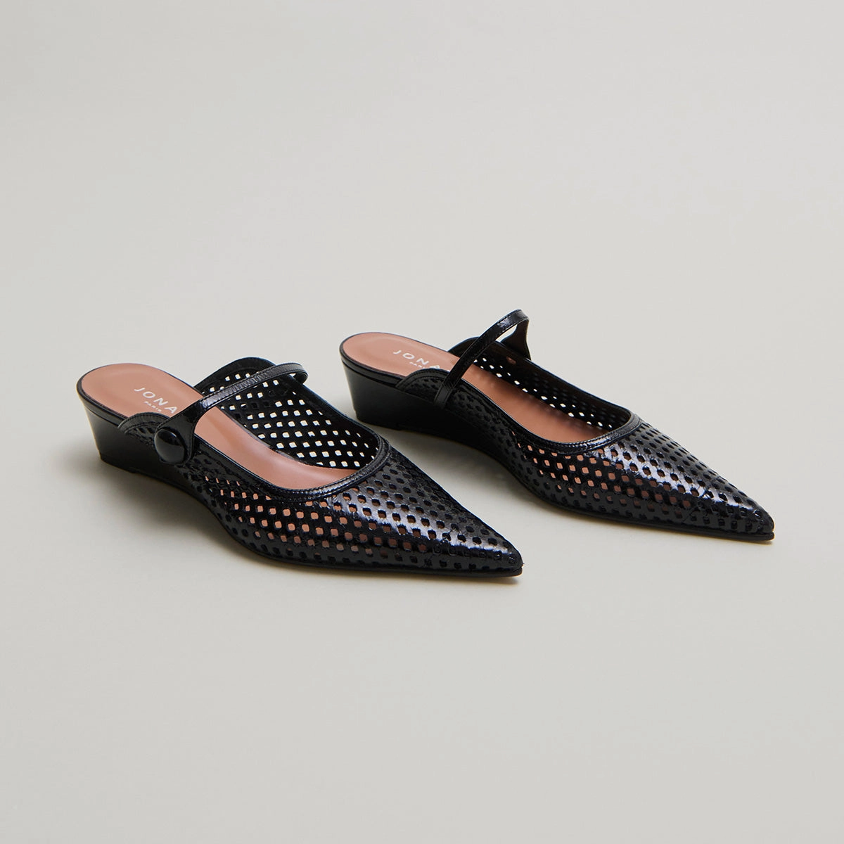 264- Decade Cuir Brillant Noir Stylish Footwear