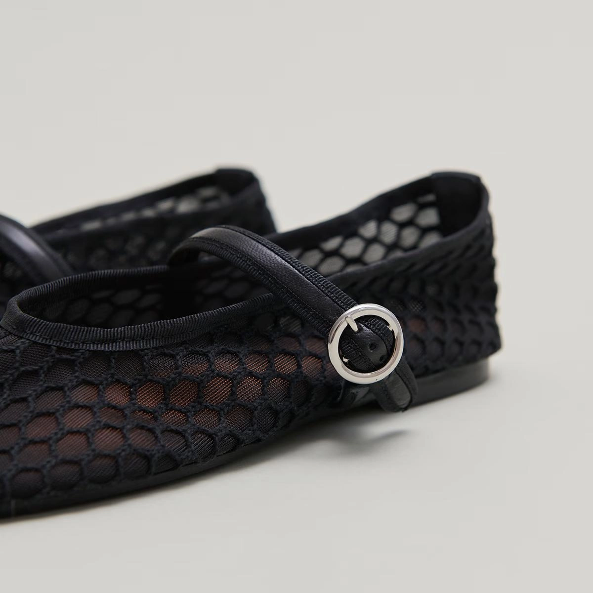 264- Deessia Mesh/cuir Noir-noir Stylish Footwear
