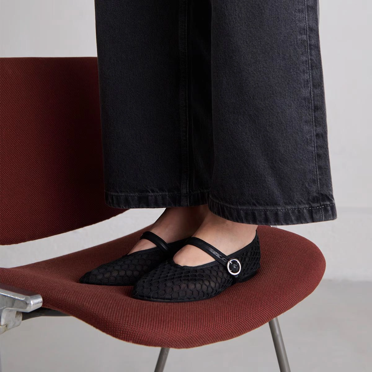 264- Deessia Mesh/cuir Noir-noir Jonak women's stylish shoes with modern design