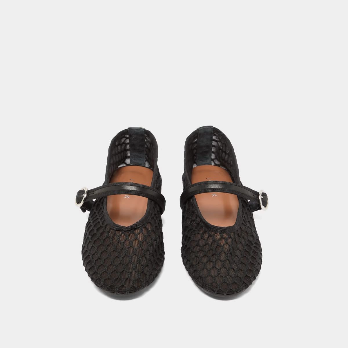 264- Deessia Mesh/cuir Noir-noir Stylish Footwear