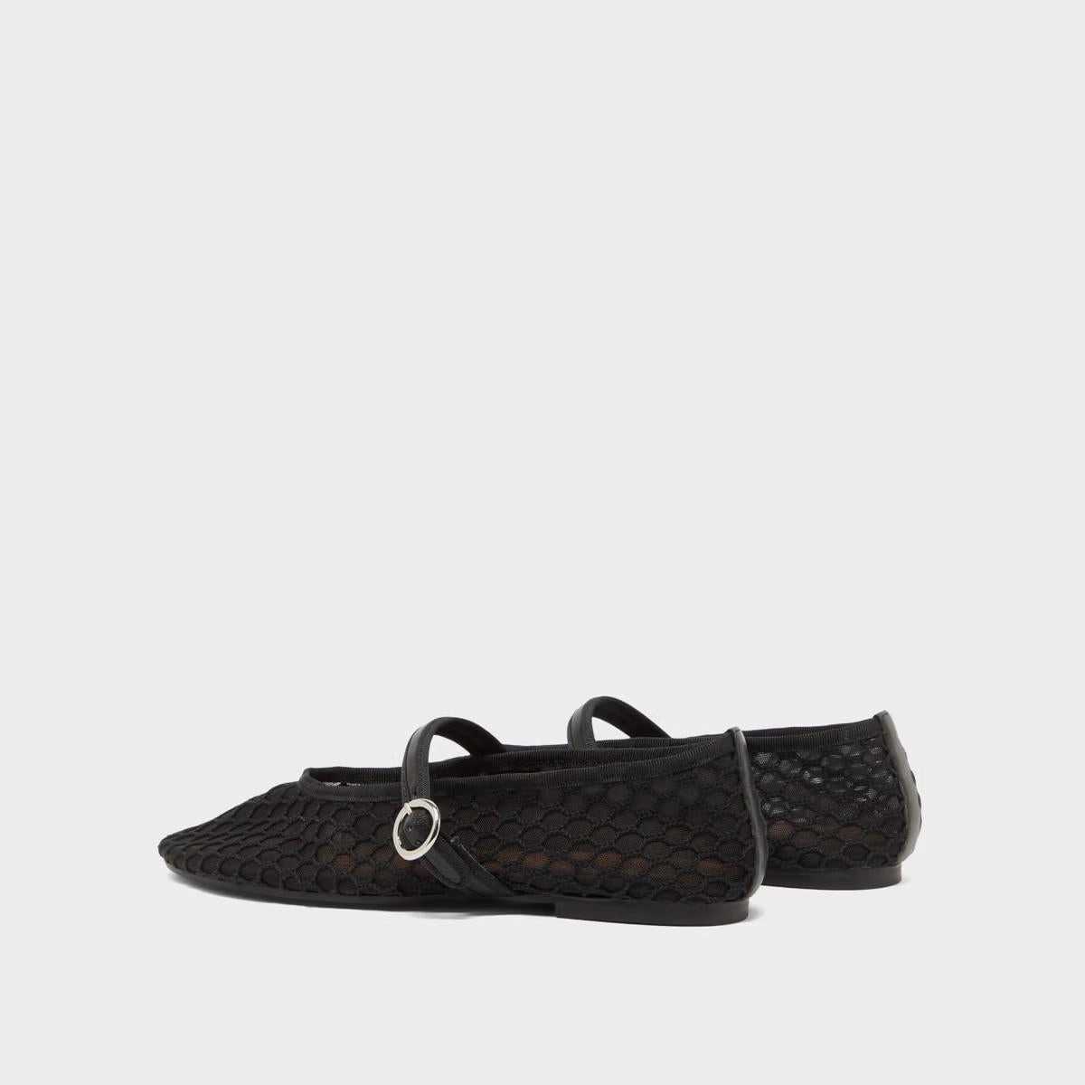 264- Deessia Mesh/cuir Noir-noir Stylish Footwear
