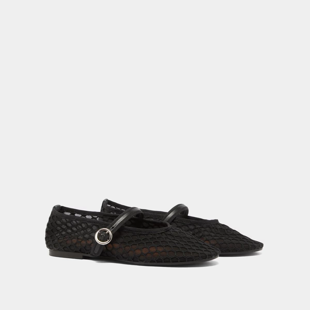 264- Deessia Mesh/cuir Noir-noir Stylish Footwear