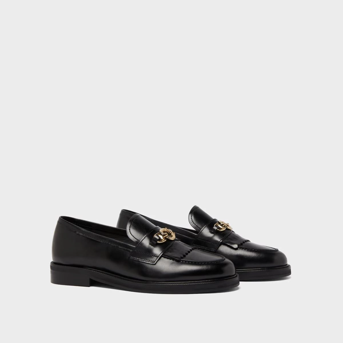 264- Delphes Cuir Noir Stylish Footwear