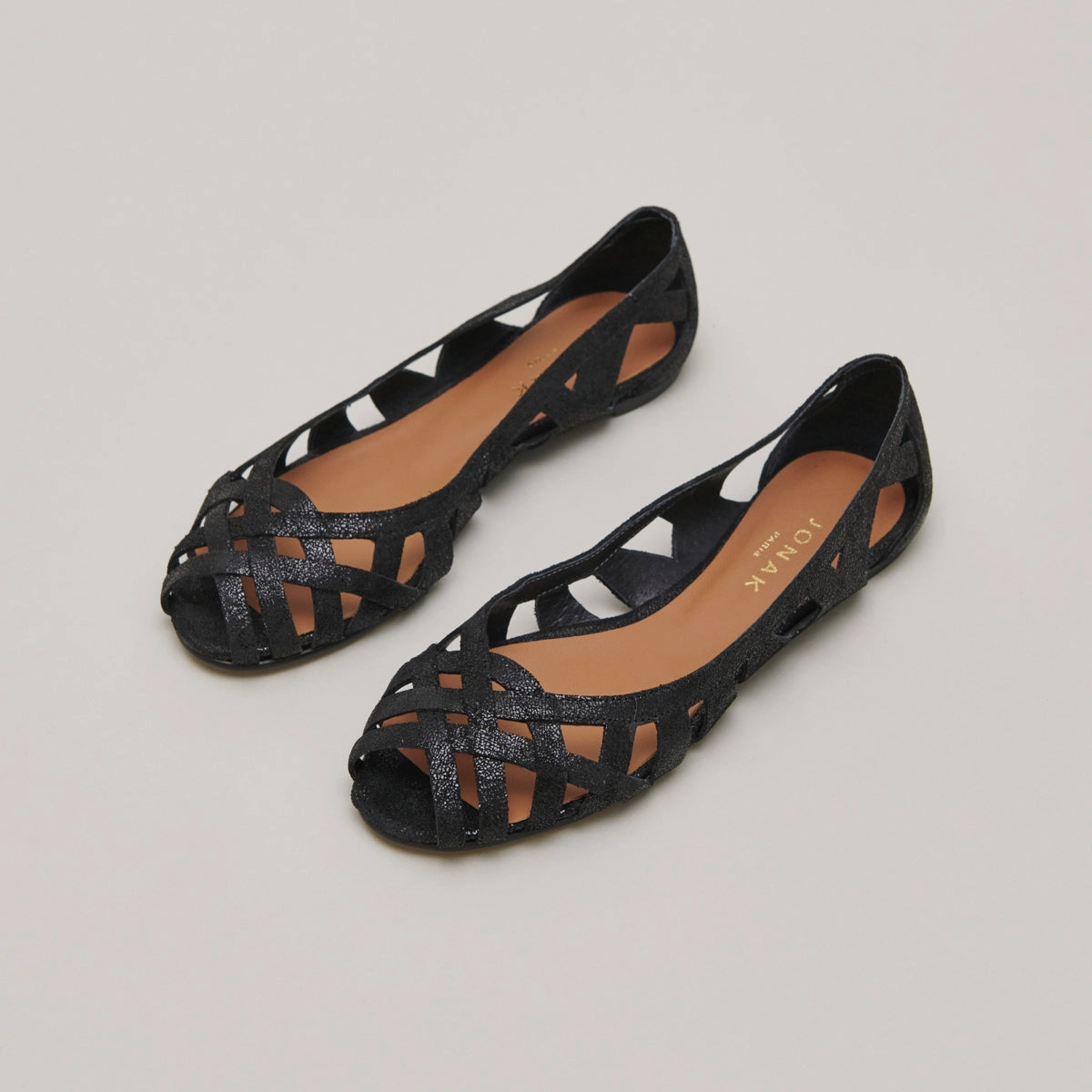 264- Deray Croute Laminee Noir Stylish Footwear