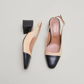 264- Dhapon Cuir/cuir Noir-beige Jonak women's stylish shoes with modern design